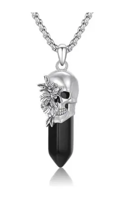 Adnix Collar para hombre de plata de ley 925 con cristales curativos
