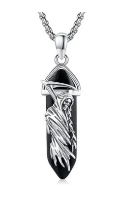 Collar Plata de Ley amuleto religioso Santa Muerte