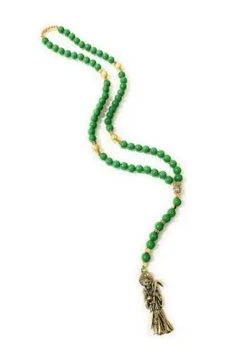 Collar de acrílico de la Santa Muerte estilo rosario.