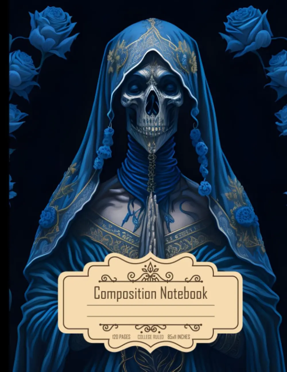 Drawing of Santa Muerte with Blue Veil jpg