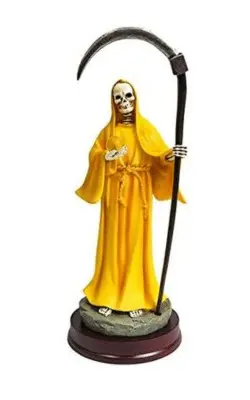 Estatua de Santa Muerte amarilla de Santisima de 9 pulgadas jpg