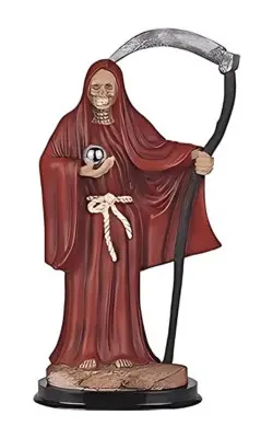Estatua de Santa Muerte roja de 12 pulgadas de alto