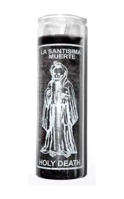 Holy Death santa muerte Vela negra sin perfume de 7 días en vidrio,