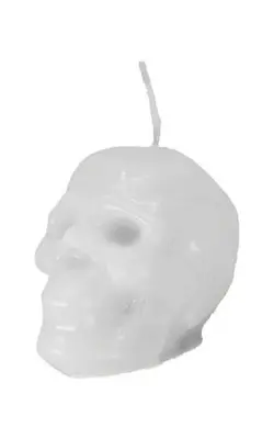 Vela blanca con imagen de figura de calavera grande