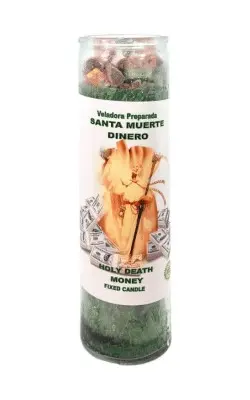 Vela de hechizo de intencion espiritual con dinero de muerte santa cera de palmera1 jpg