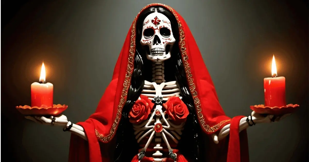 color rojo en la santa muerte
