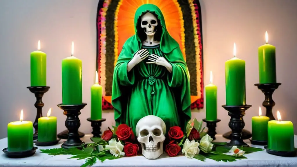 color verde en la santa muerte