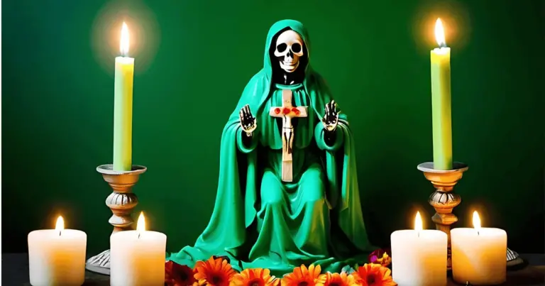 IMÁGENES Y SIMBOLOS 7 color verde en la santa muerte