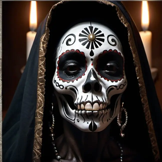 cplor negro en la santa muerte